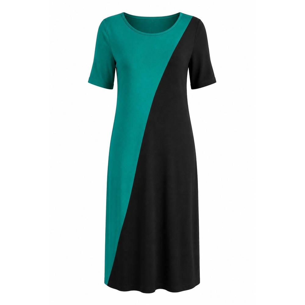NWT Lularoe Julia Colorblock Pencil Dress Small Teal Black Stretch Jersey Knit